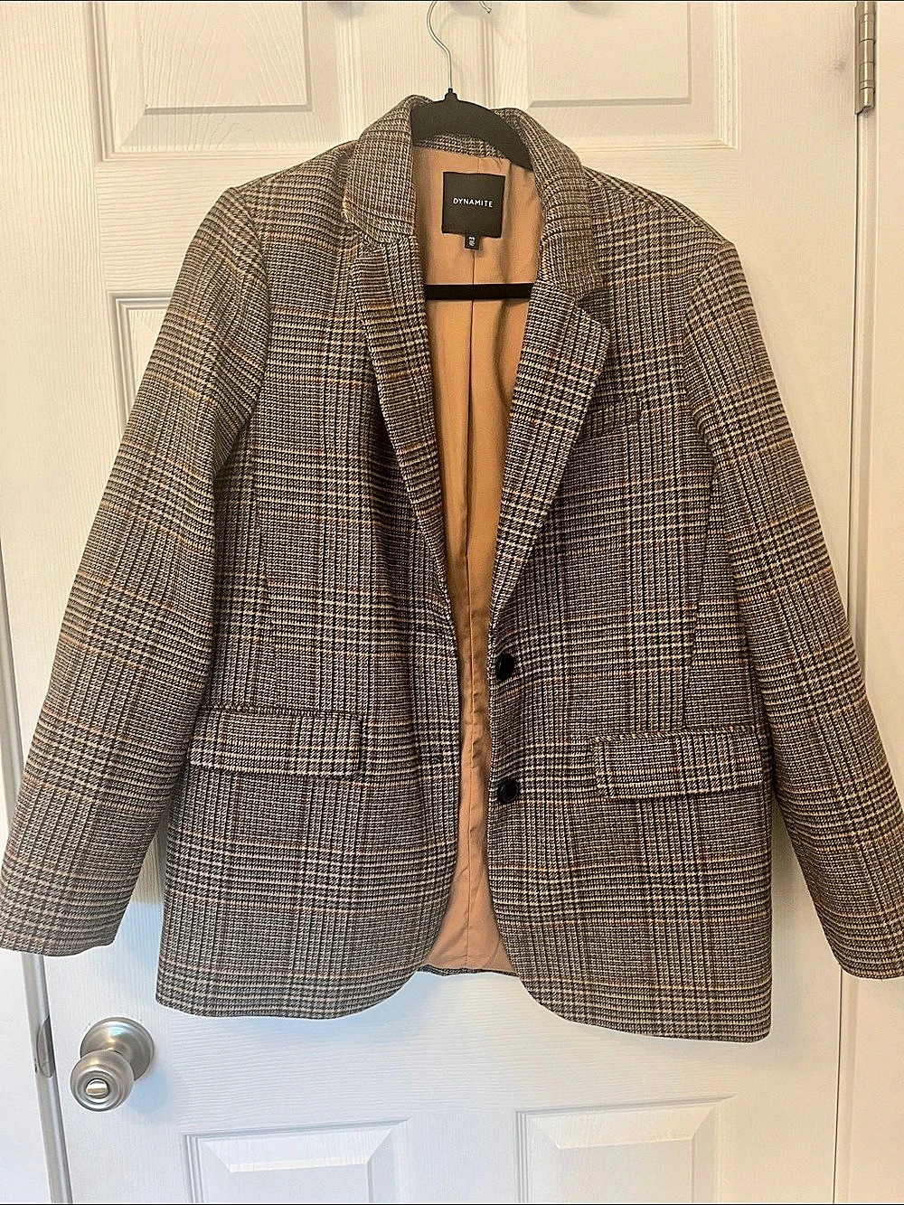 Dynamite Brown Plaid Blazer and Skirt Matching Set in Brown